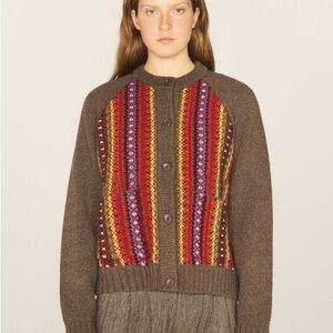 YMC Atomic Wool Striped Cardigan Sweater